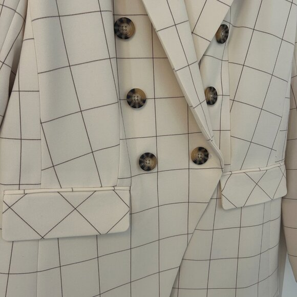 NWT: Veronica Beard Charleston Plaid Double-Breasted Jacket in Ecru Deep Ochre - Picture 11 of 13